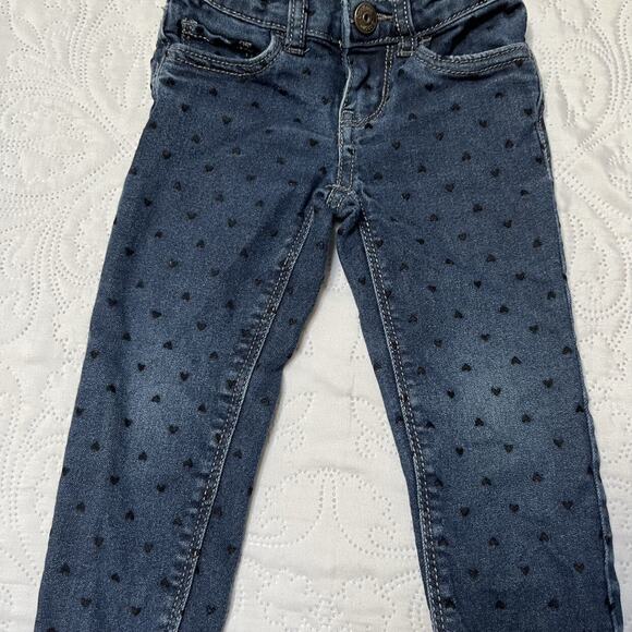 OshKosh Heart Print Denim Jeans Size 2 - Picture 3 of 6